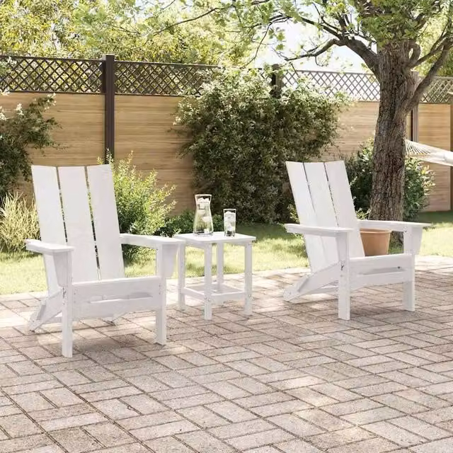 Berkfield Home White Foldable Adirondack Chairs, 2 Pack, W/D/H: 74.5 x 80.5 x 90 cm – 1