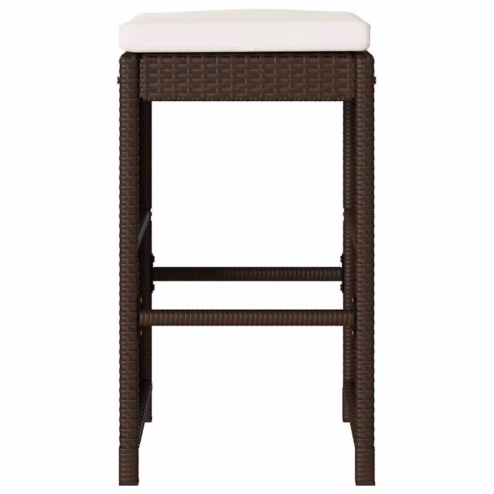 Berkfield Home Beautiful Garden Bar Stools with Cushions, 6 Piece Set in Brown Poly Rattan and Metal – 4