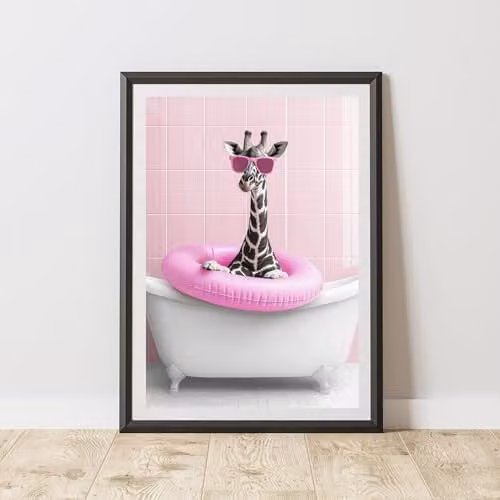 60 Second Makeover Funny Giraffe Rubber Ring Paper Poster, Multicolour, W/H: 21.0 x 29.7 cm