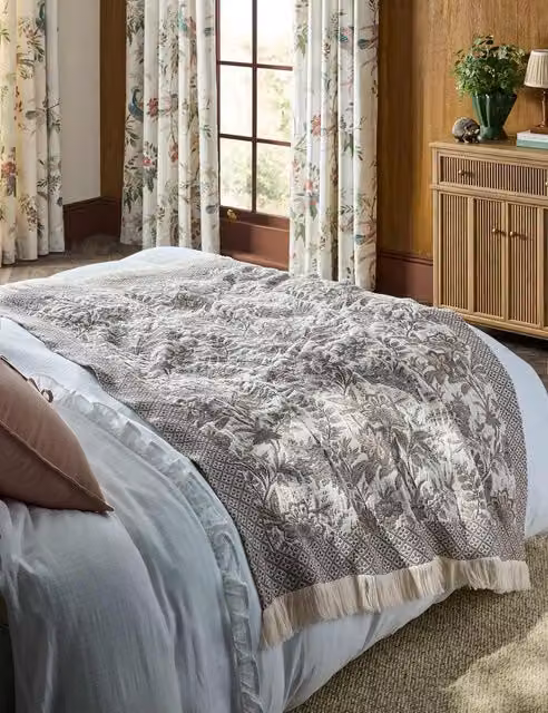 Laura Ashley Marlbrook Jacquard Knit Throw in Grey Mix