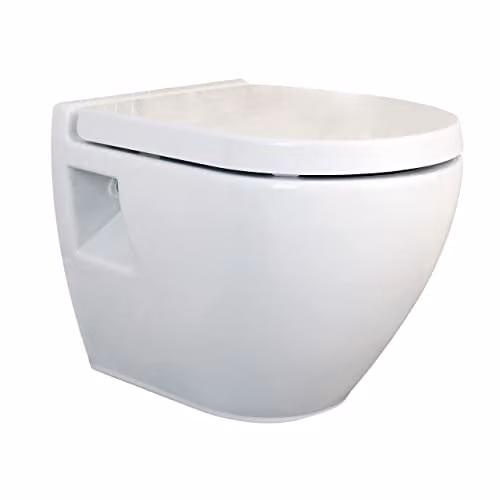 nuie Provost NCU900C Modern Round Wall Hung Ceramic Toilet Pan, White, W: 35 cm, D: 35.5 cm, H: 51 cm