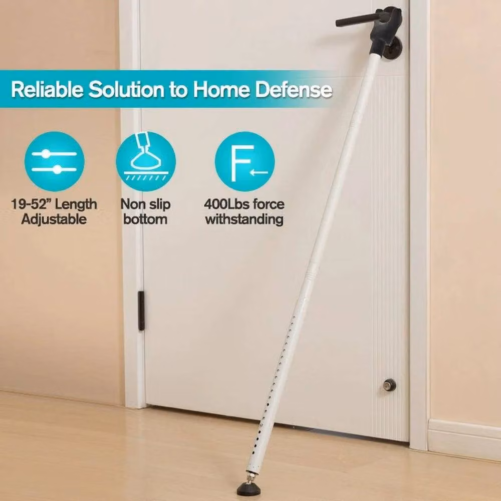 Kelvenix Heavy Duty Adjustable Steel Door Security Bar Lock Jammer in White – 2