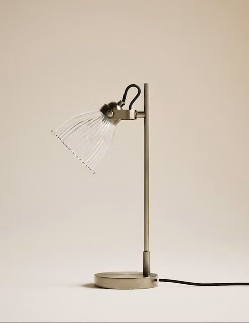 M&S Florence Adjustable Task Table Lamp in Gold and Brass with Transparent Glass Shade