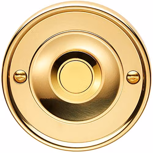 Loops Polished Brass Decorative Door Bell Cover Plate, Diameter: 65 mm, Depth: 7 mm – 1