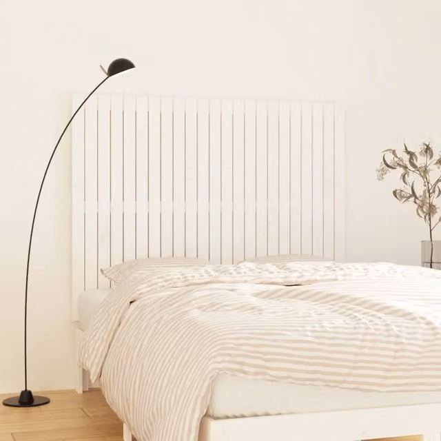 Berkfield Home White Rustic Solid Wood Pine Wall Headboard W: 146.5 cm, D: 3 cm, H: 110 cm