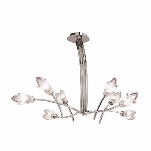 Netlighting Inspired Mantra Pietra 4 Arm 8 Light G9 Suspended Pendant in Polished Chrome and Silver with Transparent Glass – 1