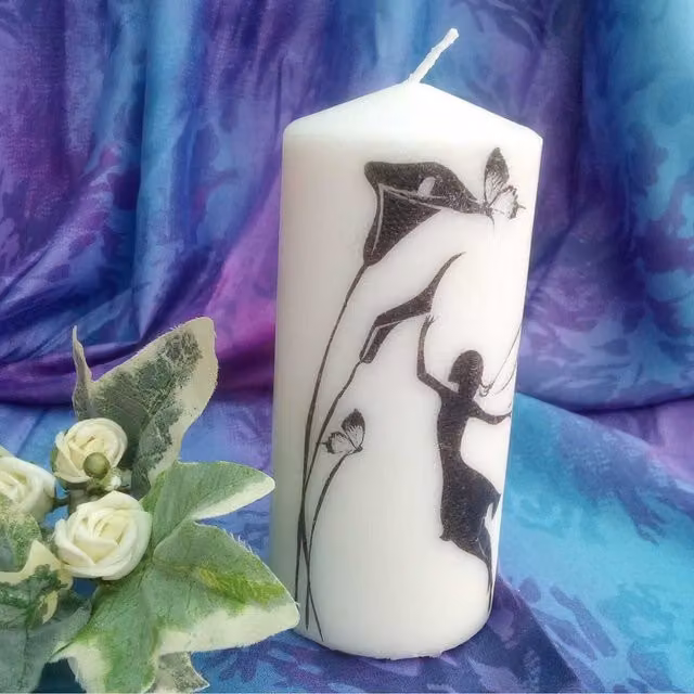 Viki Fairy Pillar Candle, White