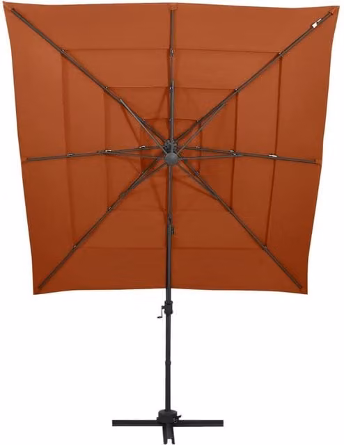 Berkfield Home 4-Tier Parasol with Aluminium Pole in Terracotta, W/D: 250 x 250 cm