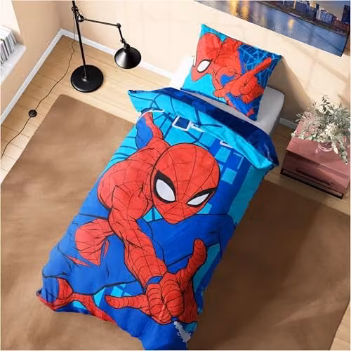 Marvel Spiderman Duvet Cover and Pillowcase Set, Blue and Multicolour, W/D/H: 135 x 200 cm – 1