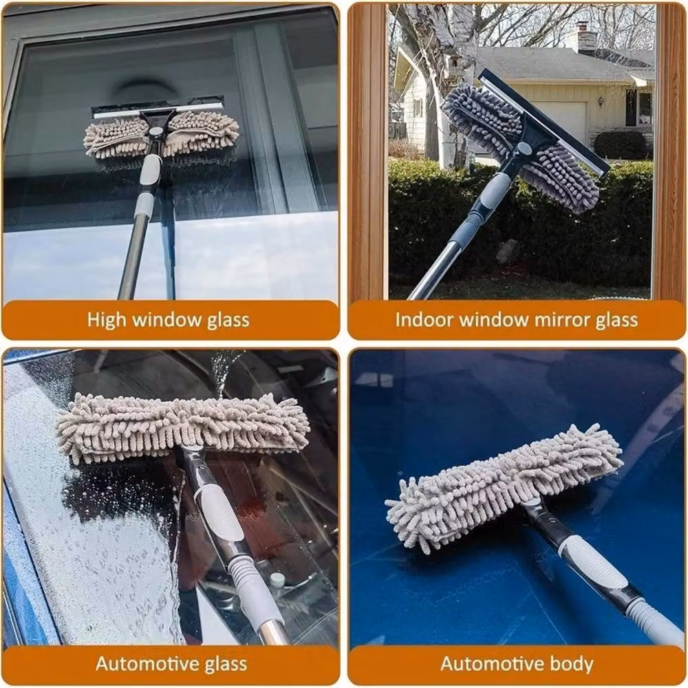 EONLION Silver Glass Cleaning Squeegee with Scraper and Refillable Head, Width: 100 cm – 3