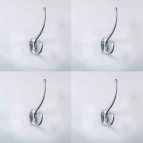 Loops 4 Pack Victorian Hat and Coat Hook on Oval Backplate in Satin Chrome, 64mm Projection