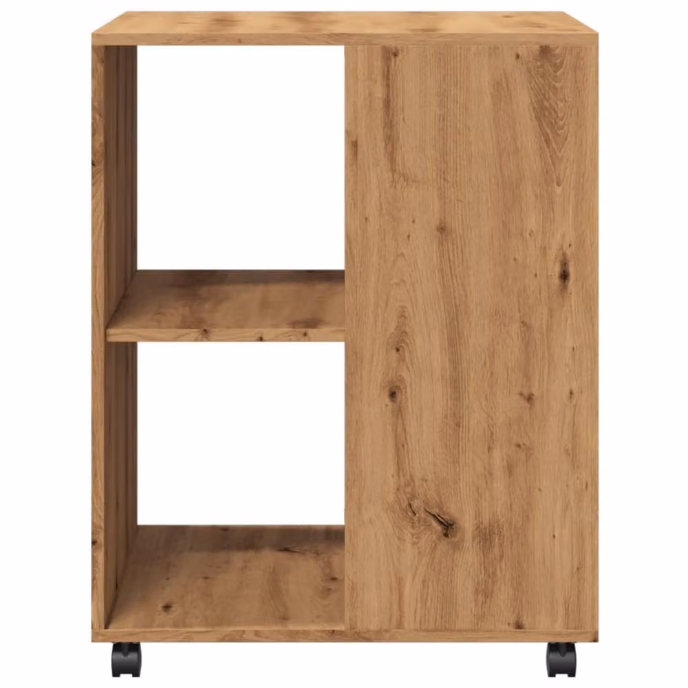 Berkfield Home Artisan Oak Side Table with Wheels in Brown, W/D/H: 55 x 60 x 78 cm – 4