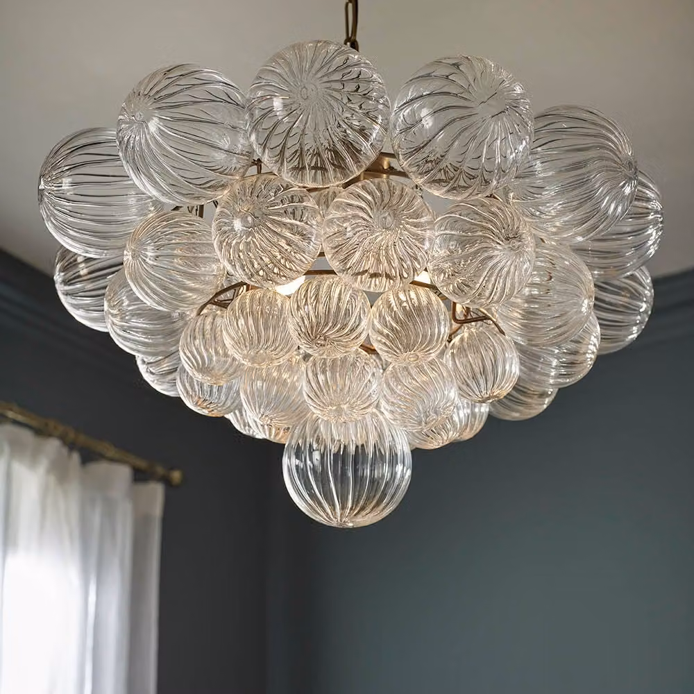 Atkin & Thyme Solace Glass Chandelier in Gold/Brass and Transparent