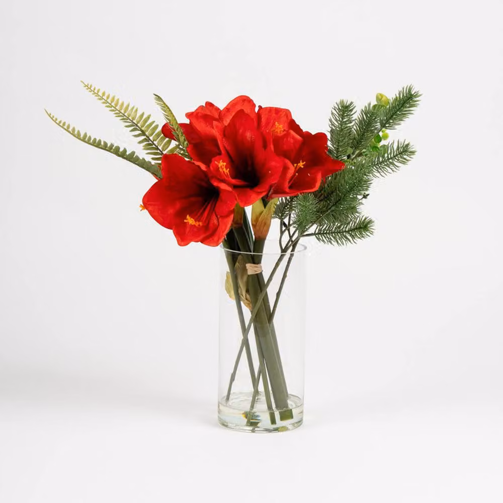 Scottish Everlastings Ltd Red Amaryllis Christmas Tabletop Floral Arrangement – 2
