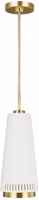 Netlighting Carter 1 Light Pendant Style A in Matt White and Brass with E27 Socket