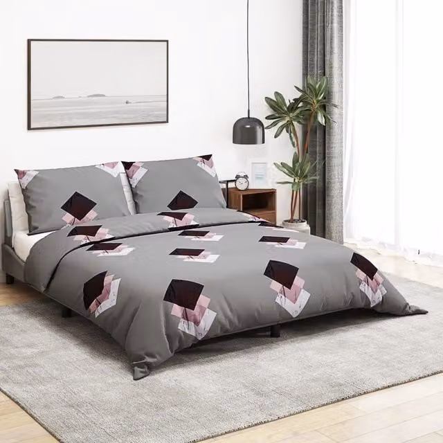 Berkfield Home Grey Cotton Duvet Cover and Pillowcase Set, 200 x 200 cm – 1