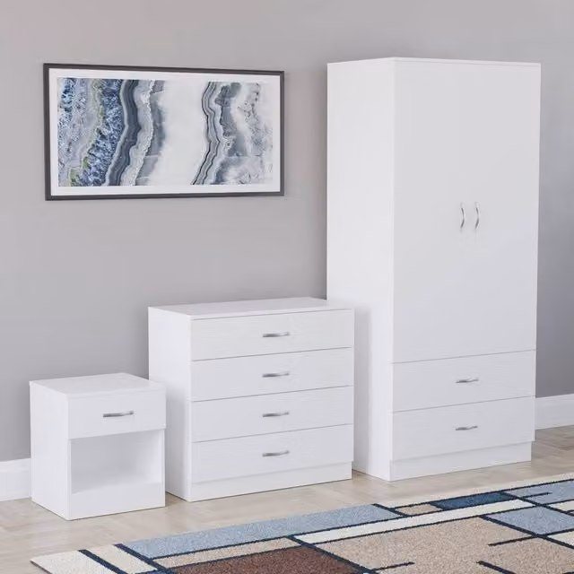 HD Designs Riano 3 Piece Modern Bedroom Set in White