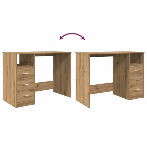 vidaXL Artisan Writing Desk in Oak Brown, W/D/H: 102 x 50 x 76 cm – 3