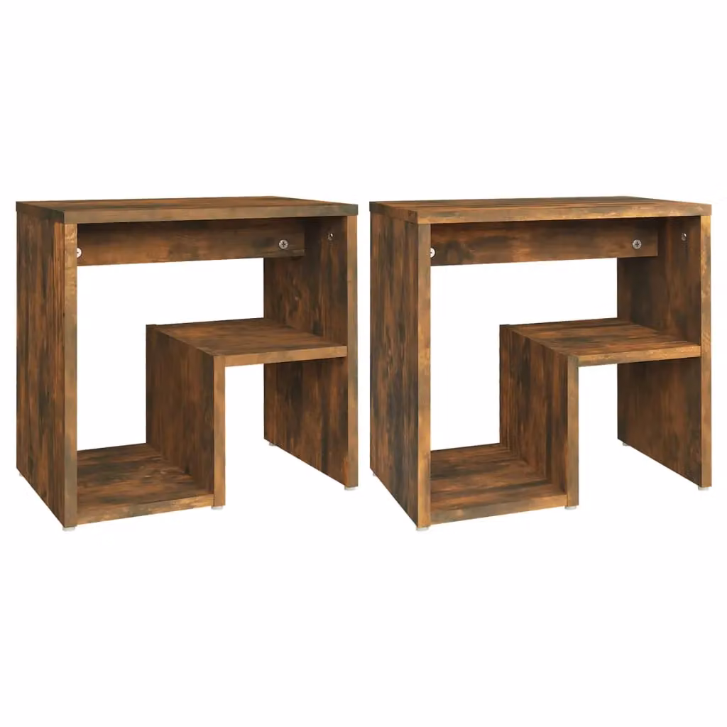Berkfield Home Set of 2 Bed Cabinets in Smoked Oak Brown, W/D/H: 40 x 30 x 40 cm – 2