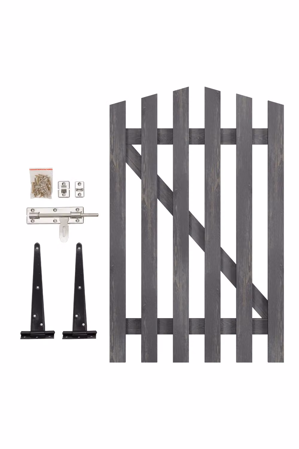 Living and Home Grey Arched Wooden Outdoor Garden Gate Fence Door, W: 76 cm, H: 120 cm – 3