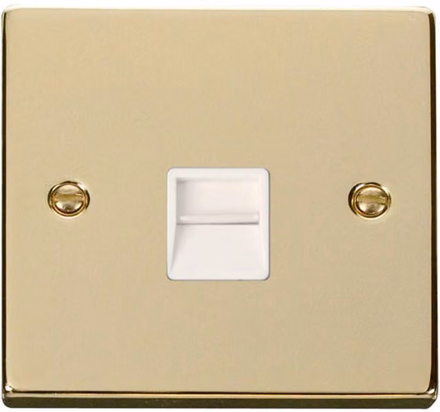 SE HOME Polished Brass Secondary Telephone Single Surface Socket in White