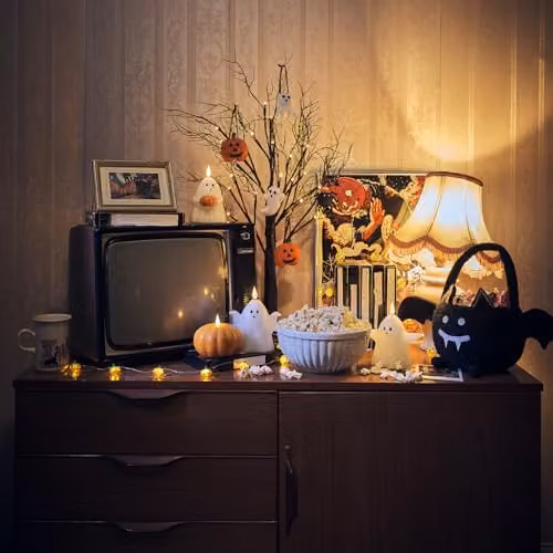 Lights4fun Halloween Pre-Lit Black Twig Tree with 24 Warm White LEDs and Timer, Height: 70 cm – 3