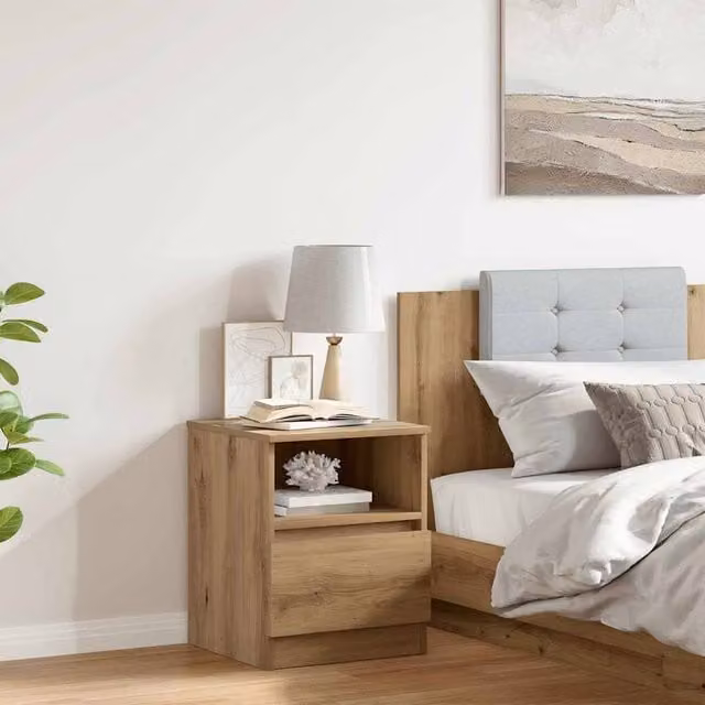 Berkfield Home Classic Bedside Cabinet in Artisan Oak Brown, W/D/H: 40 x 40 x 52 cm – 1
