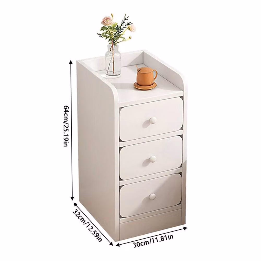 EONLION Slim Wooden Bedside Table with Storage in White, W/D/H: 100 x 64 x 30 cm – 2