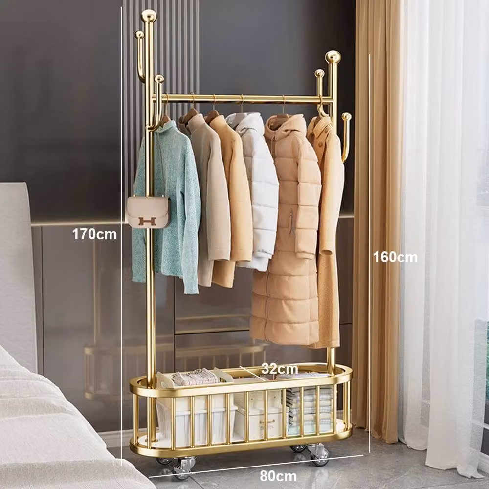 EONLION Heavy Duty Double Clothes Rail in Glossy Gold – 2