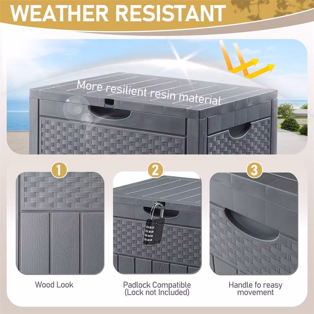 FORGEVIO Lockable Outdoor Garden Storage Deck Box in Grey – 3