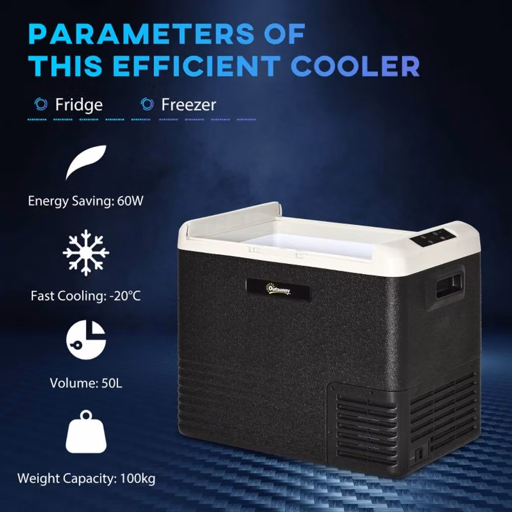 Rolipo 50L Compressor Car Fridge with Dual AC/DC Power and -20C Chilling, Black and Multicolour – 4