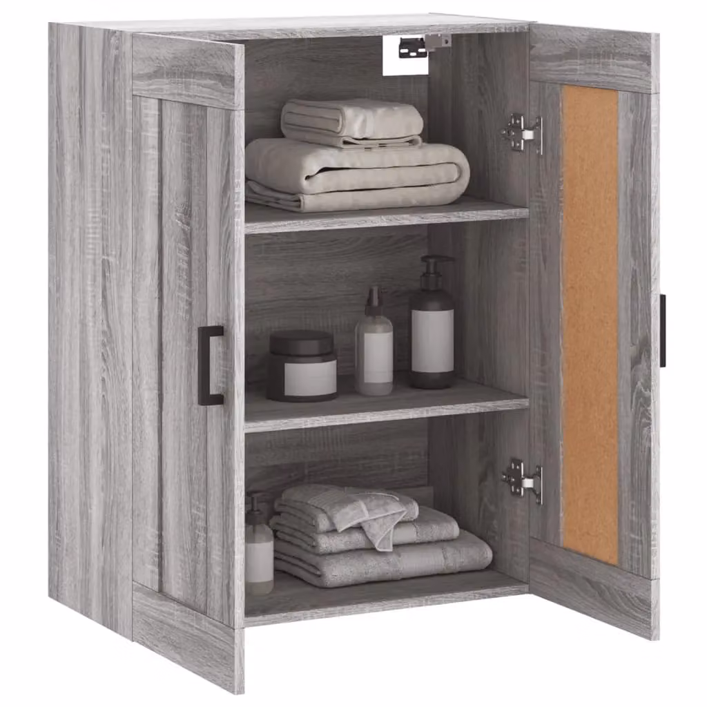 Berkfield Home Wall Mounted Cabinet in Grey, W: 69.5 cm, D: 34 cm, H: 90 cm – 3