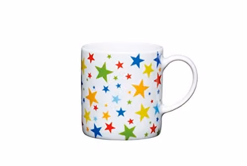 KitchenCraft 6-Piece Multi-Stars Porcelain Espresso Cup Set in Multicolour, 8ml per Cup