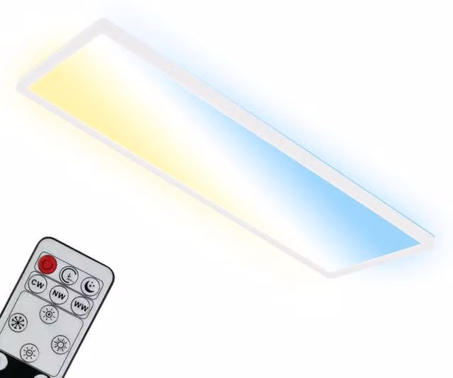 Briloner White Ultraslim 23W CCT LED Ceiling Panel Light with Remote Control, Dimmable Night-Light Function and Backlight Effect, W/D/H: 58 x 20 x 3 cm – 1