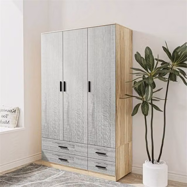 FORGEVIO Modern 3 Door 4 Drawer Wardrobe in Oak and Ash Grey