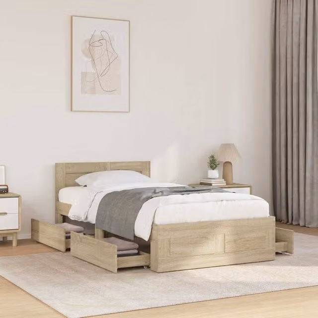 Berkfield Home Sonoma Oak Bed Frame with Headboard, Brown, W: 80 cm, L: 200 cm – 1