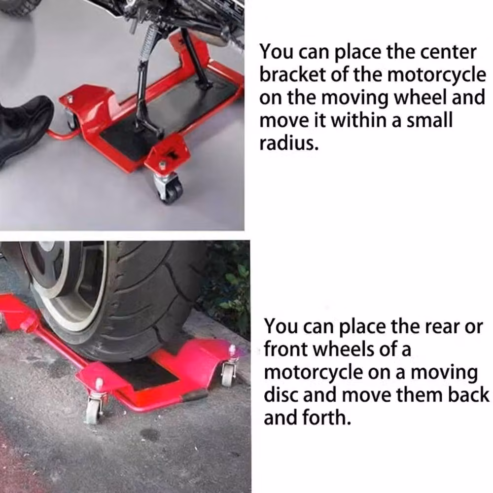 Kelvenix Heavy Duty Motorcycle Dolly Centre Stand Garage Mover in Red – 4
