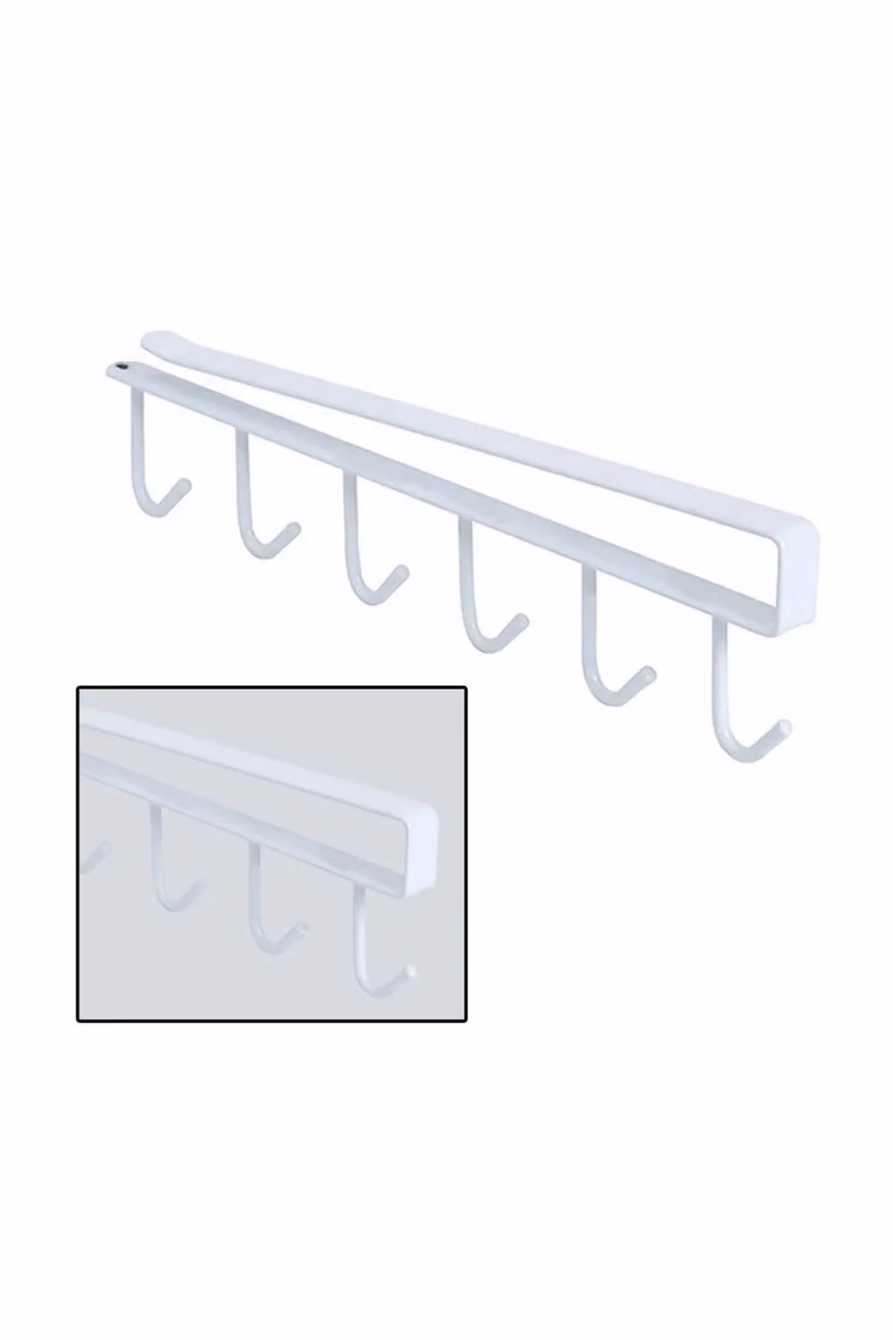 Living and Home Metal Kitchen Utensil Hanging Hook Rack with 6 Hooks in White – 2