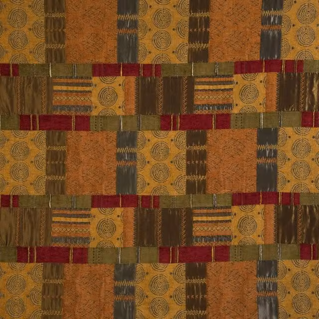Terrys Prague Fabric in Multicolour Red and Orange