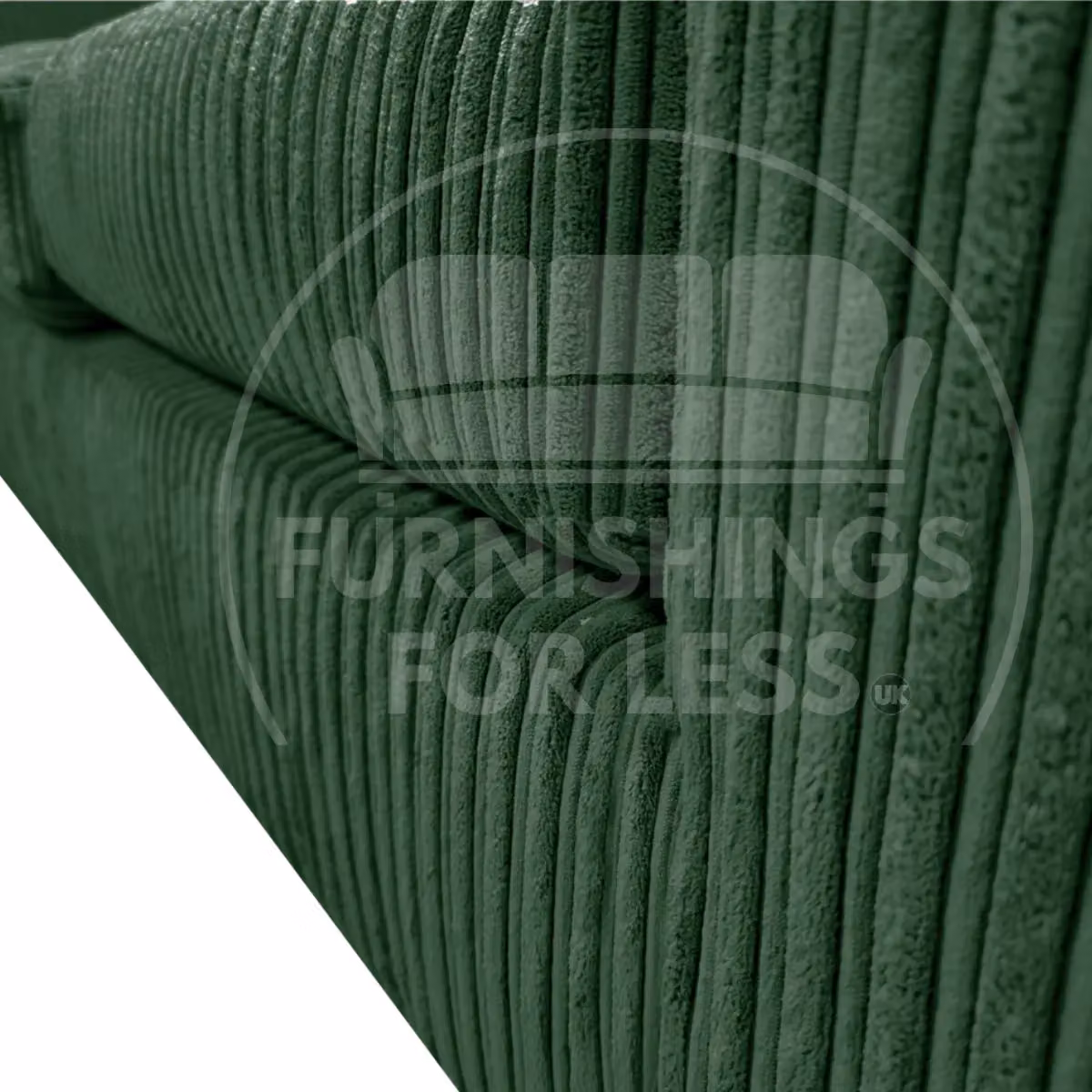 Furnishings For Less UK Delta Large 3 Seater Fabric Sofa in Green Jumbo Cord with Padded Arms – 3