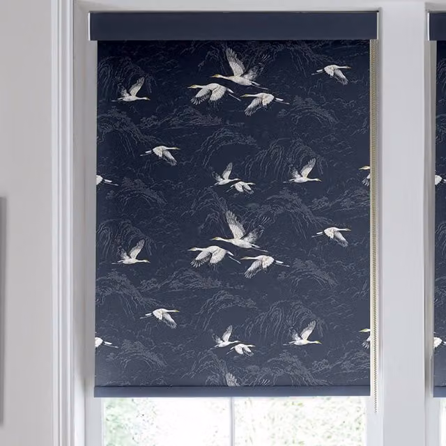Laura Ashley Animalia Made to Measure Blackout Roller Blind in Midnight Blue