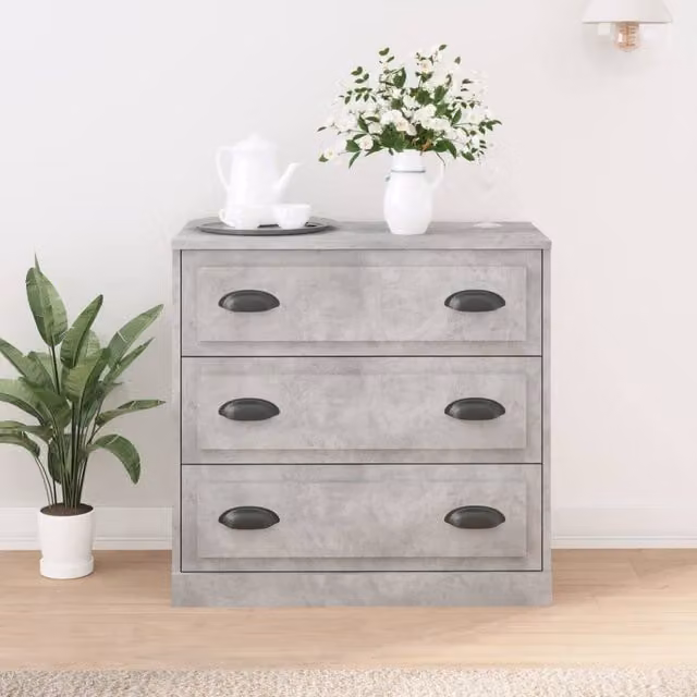 Berkfield Home Sideboard in Concrete Grey, W: 70 cm, D: 35.5 cm, H: 67.5 cm
