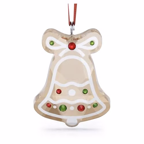 Swarovski Holiday Cheers Gingerbread Bell Ornament in Gold and Red