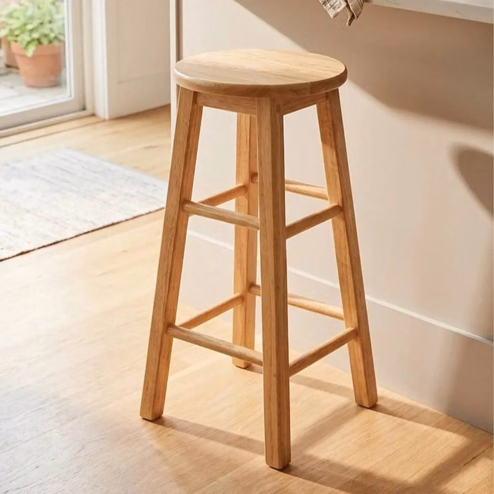 Orsina Maison by Premier Natural Tropical Hevea Wood Bar Stool in Brown and Gold – 3