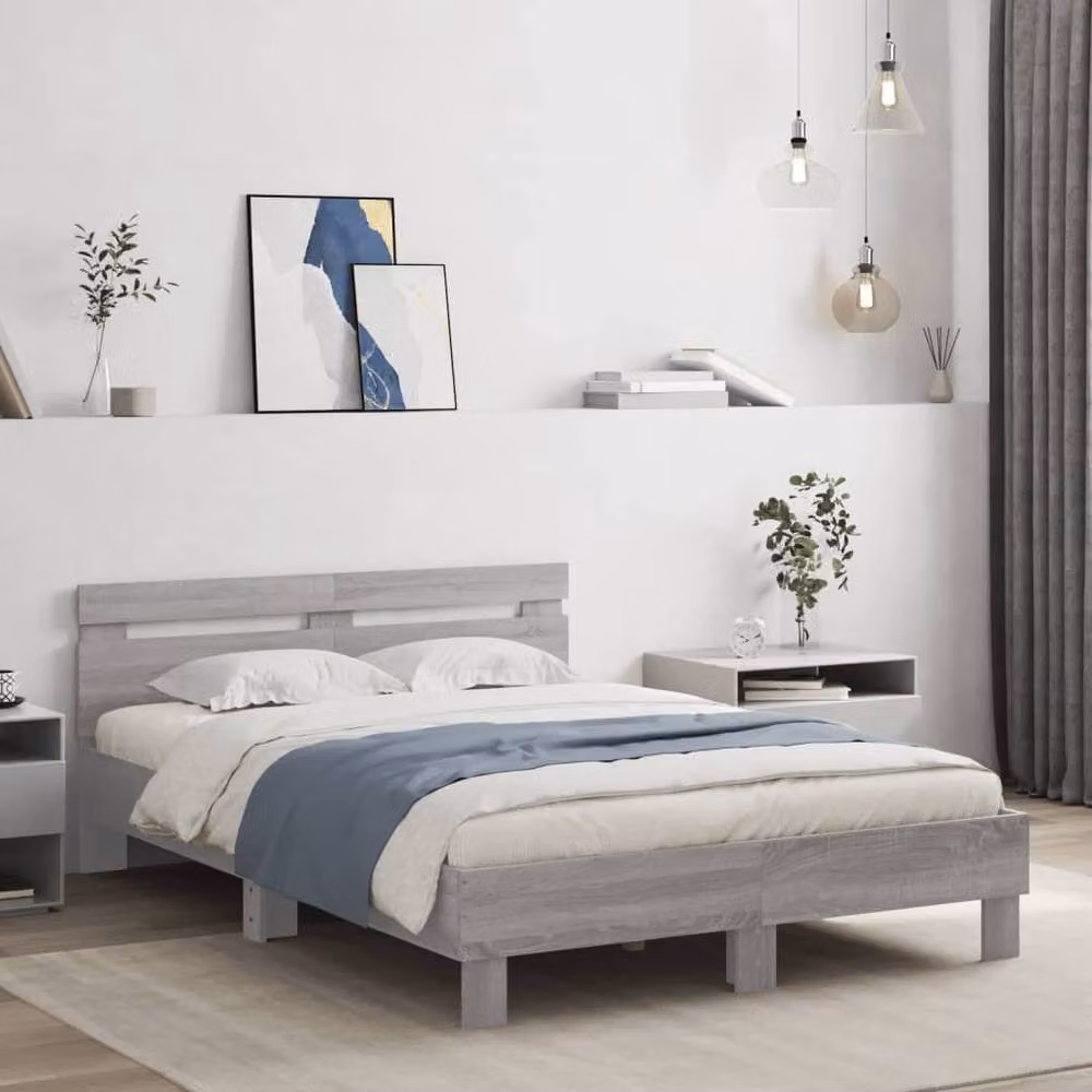 Berkfield Home Modern Grey Bed Frame with Under-Bed LED Lighting, W/D/H: 120 x 200 x 70 cm – 2
