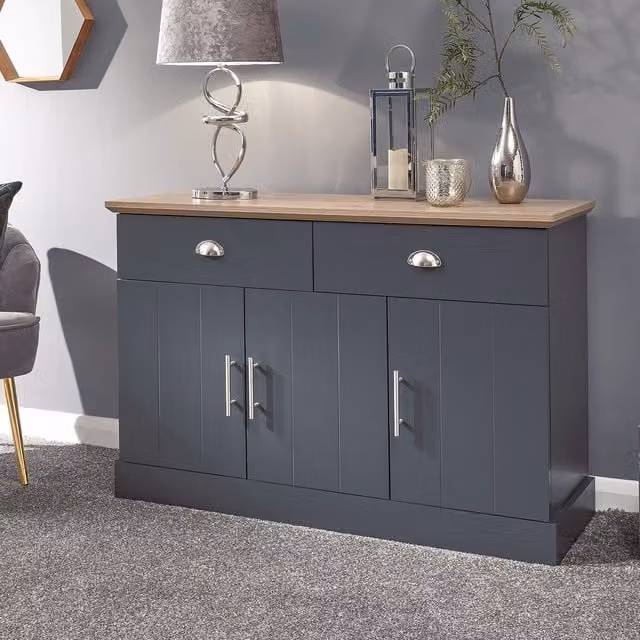 GFW Kendal Large Sideboard in Blue and Grey Wood