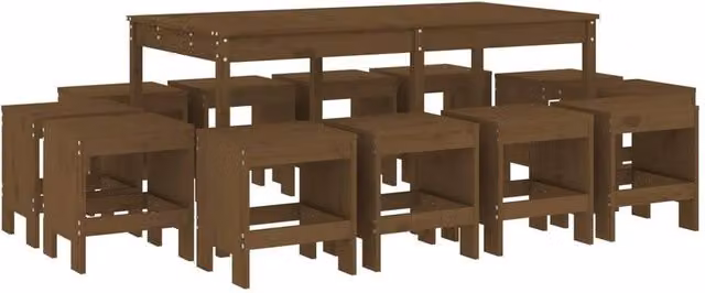Berkfield Home 13 Piece Garden Dining Set in Honey Brown Solid Wood Pine
