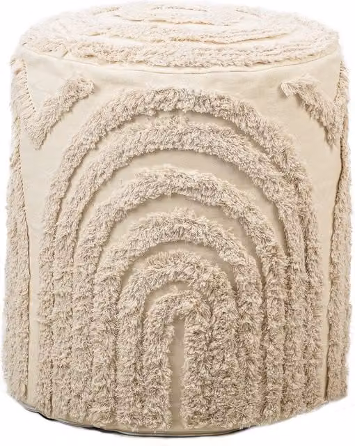 Nordlys Geometric Patterned Fabric Ottoman in Beige