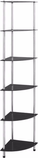 Berkfield Home 6-Tier Modern Shelving Unit in Black with Tempered Glass, W/D/H: 30 x 30 x 160 cm