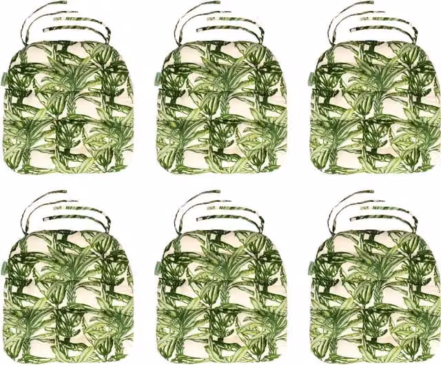 Gardenista Tufted Square Outdoor Garden Chair Cushion Set of 6 in Green